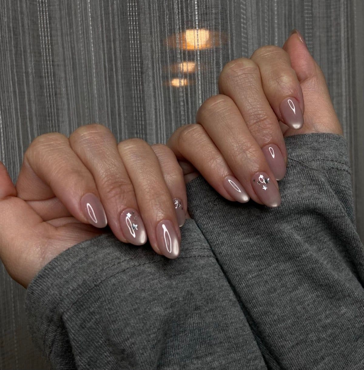 nude hazel nails design