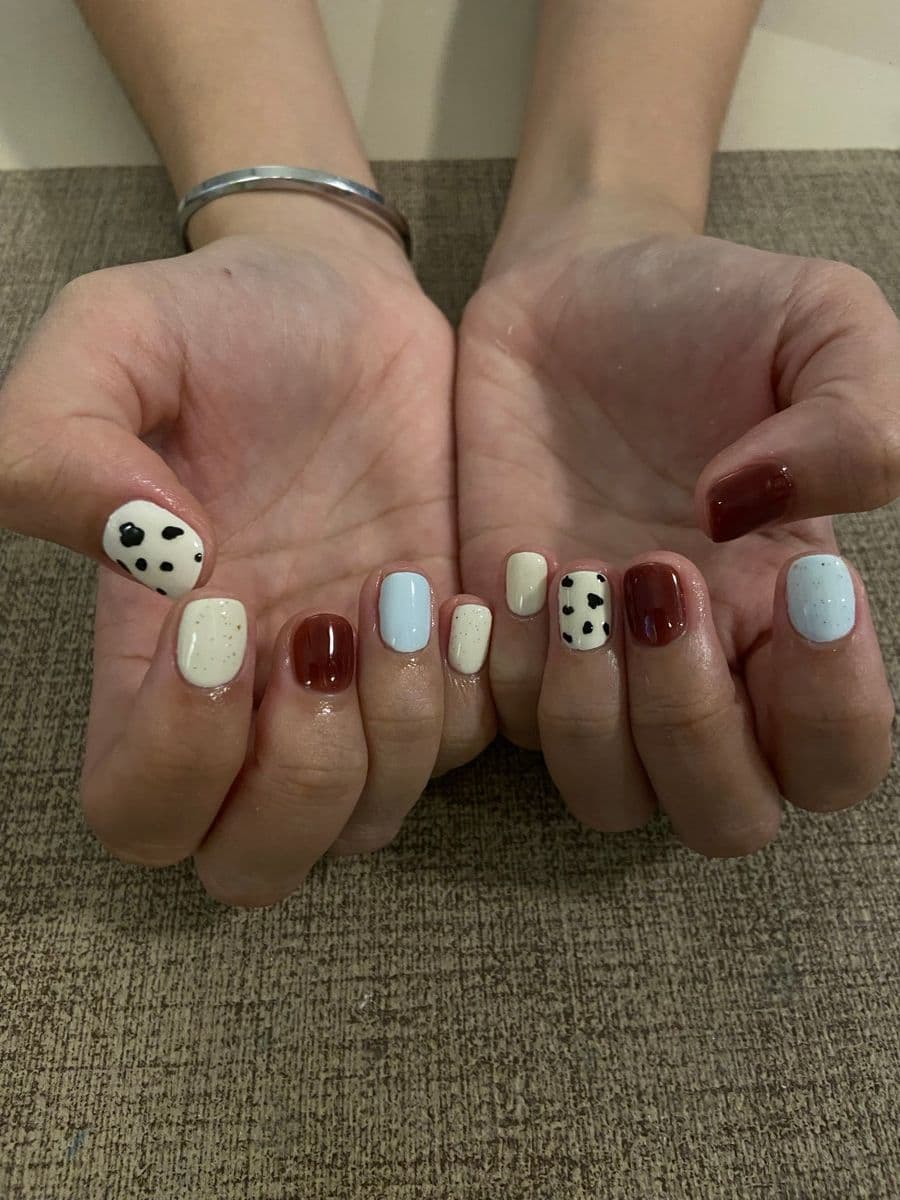 Họa tiết bò sữa phối xanh nâu độc đáo