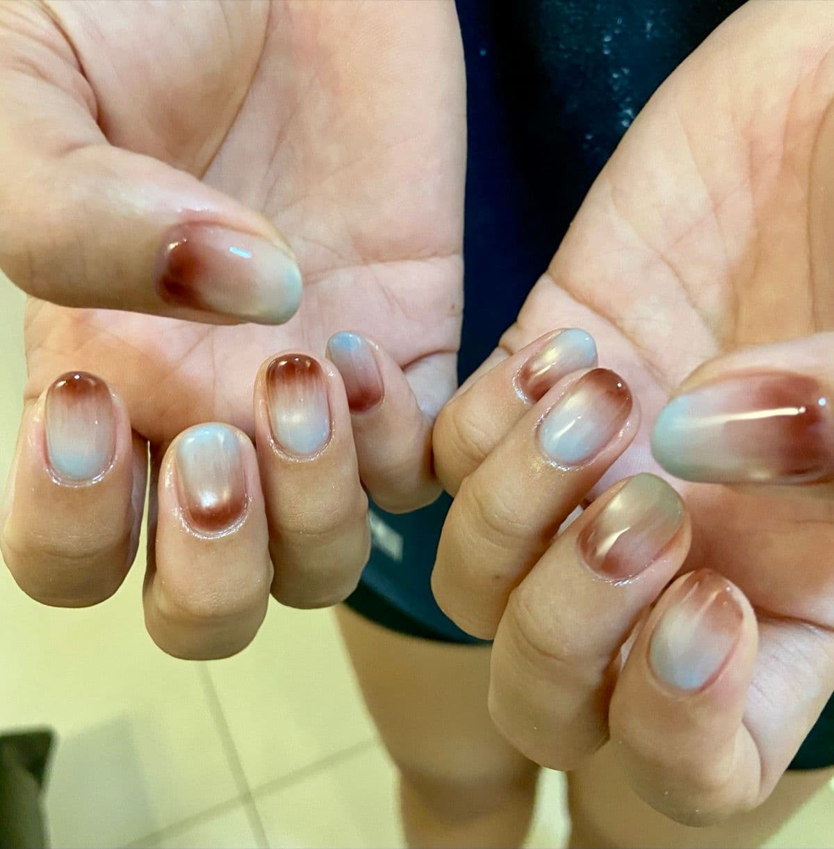 blue and brown nails by hazel